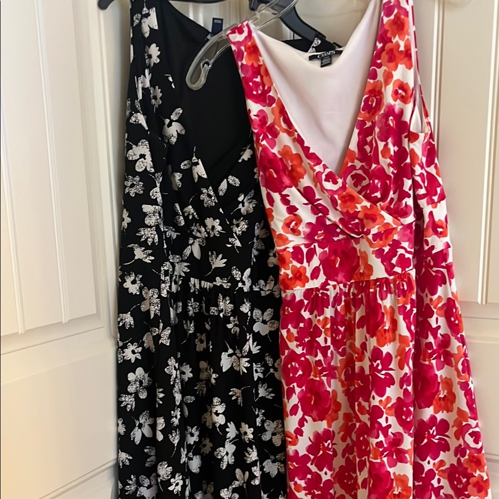 Chaps Floral SunDresses - Black and Pink
